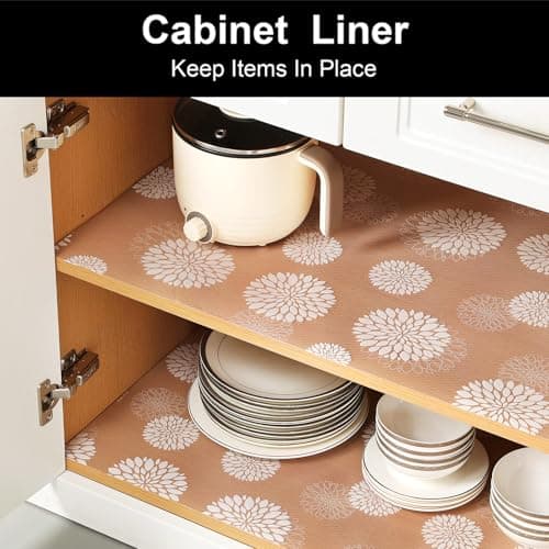 Cooyes Shelf and Drawer Liners for Kitchen Cabinets, Non Adhesive Cabinet Liner, EVA Waterproof Durable Non-Slip Drawer Mats for Shelves, Refrigerator, Storage, Desks（17.5" W x 197" L） - Thumbnail 3