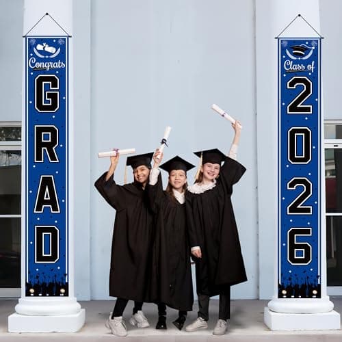 OHOME Graduation Decorations 2026 - Blue Congrats Grad Porch Banner for Graduation Party Decorations - Class of 2026 - Party Favors Supplies Backdrop Yard Signs Decor - Thumbnail 5