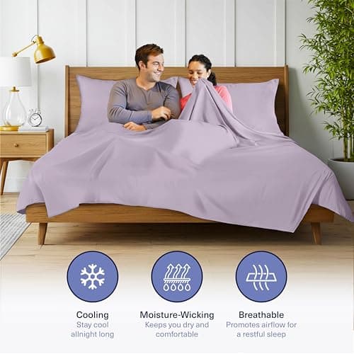 Kickoff Viscose Bamboo Sheets Full Size 4-pc 100% Organic Bamboo Viscose Bed Cooling Sheets Full Size Set Cool Bedding for hot Sleepers Sheet Set - Gift Ready Packaging (Lavender, F) - Thumbnail 4