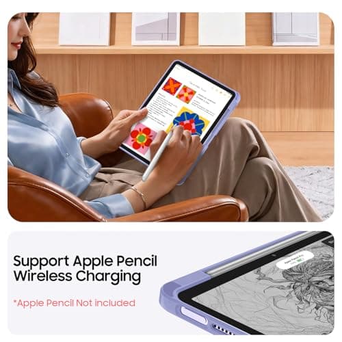 Fintie 360 Degree Rotating Case for iPad Air 11-inch M4/M3/M2 (2026/2025/2024), iPad Air 5th/4th Generation (2022/2020) 10.9 Inch - Swiveling Stand Clear Back Cover with Pencil Holder, Purple - Thumbnail 6