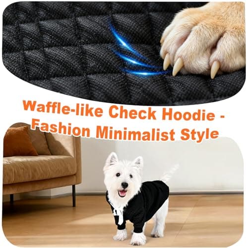 2 Pack Dog Hoodie for Small Medium Large Dogs, Soft Warm Dog Sweater Jackets Winter Fall Pet Hooded Clothes Custume Dogs Sweatshirt with Leash Hole and Pocket, Black ans Grey, S - Thumbnail 6