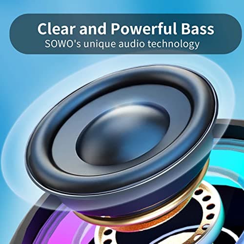 SOWO Shower Speaker Bluetooth Waterproof | Small Portable Wireless Bluetooth Speaker with Clip | Powerful Bass and Louder Volume | Colorful Lights and Lightweight | for Bathroom,Travel,Beach | Black - Thumbnail 2
