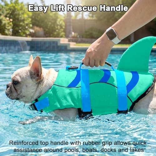 Fragralley Shark Dog Life Jacket, Easy to Put on Dog Life Vest for Swimming and Boating, Vibrant & Adjustable Dog Life Preservers for Small Medium Large Dogs, Suit to Swim, Fish, Beach, Surfing - Thumbnail 4