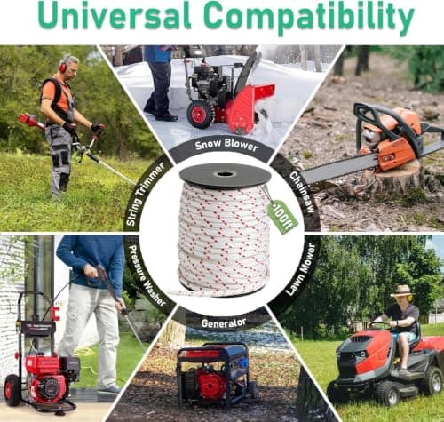 Alrhipvm Pull Cord Rope 100ft x 5/32"(4mm), Recoil Starter Rope Pull String for Small Engine, Pull Rope for Lawn Mower Generator Chainsaw Trimmer Edger Brush Cutter - Thumbnail 6