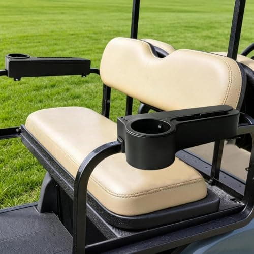 ProCartFit Upgrade Golf Cart Rear Seat Armrest with Cup Holder, UV-Proof Golf Cart Accessories for EZGO, Club Car, Yamaha, All-in-One Arm Rest Fit 1"/1.25" Square Tube, No Drilling, Black - Thumbnail 2