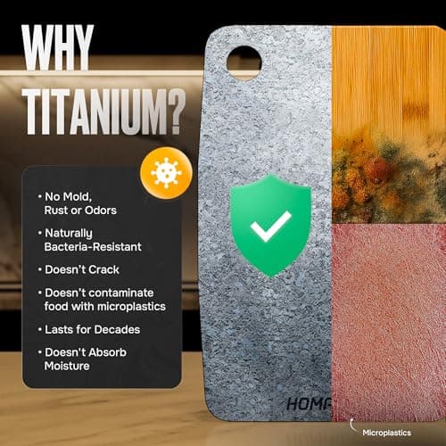Homaider Titanium Cutting Board – Pure Titanium Chopping Board for Kitchen – Non-Toxic, Microplastic-Free, Double-Sided, Dishwasher Safe, Durable Metal Cutting Board - Thumbnail 2