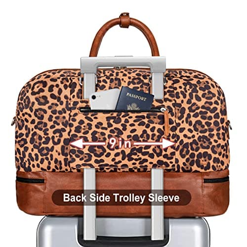 Weekender Bags for Women, Large Overnight Bag Canvas Travel Duffel Bag Carry On Tote with Shoe Compartment 21" 3Pcs Set - Thumbnail 3
