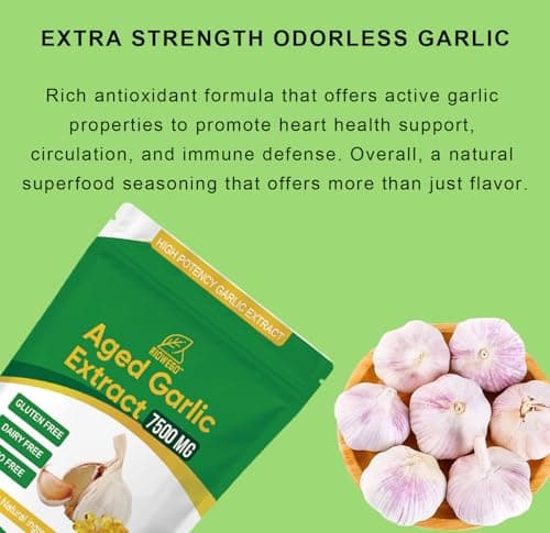 RIOWEGO Aged Garlic Extract Softgels,Odorless Allium Sativum Antioxidant Supplement for Heart & Immune Support, Vegetarian, Non-GMO,2 Year Matured for Antioxidant Wellness-300 Count - Thumbnail 4