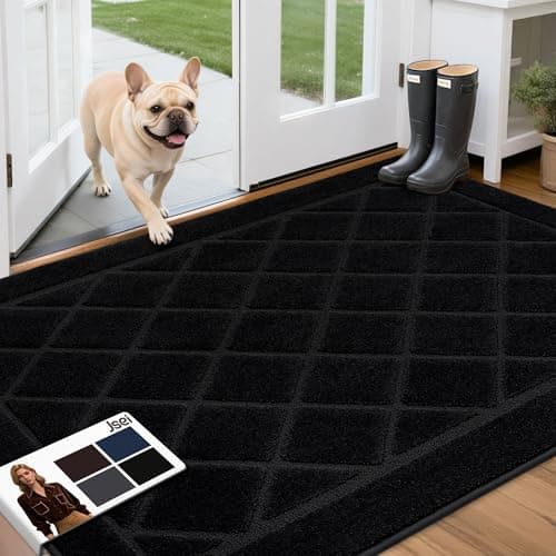 JSEI Dirt Trapper Door Mat 36"x60", Non-Slip Washable Entryway Mats, Dog Door Mat, Stain Resistant and Absorbent Floor Mats, Low Profile Welcome Mat for Front Back Door, Black - Image 1