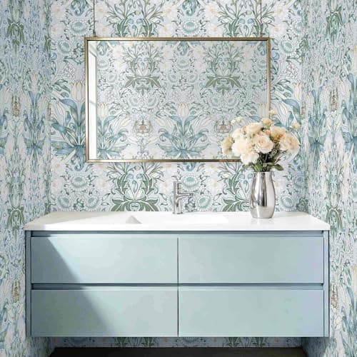 LXCREAT Blue Floral Wallpaper Peel and Stick Vintage Tulip Contact Paper Boho Wall Paper Flower Textured Removable Vinyl Self Adhesive Waterproof for Bedroom Renter Friendly Decor 17.5 in X 118in - Thumbnail 5