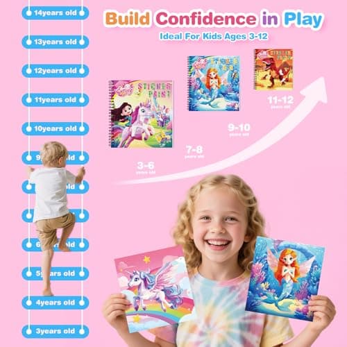 CutteeyFyry 3PCS Paint by Sticker Book for Kids Ages 4-8 - Sticker by Number Activity Books with Stories for Toddlers 2-4 | Travel Airplane Car Toys, Screen-Free Puzzle Gift for Girls Ages 3-5 4-6 6-8 - Thumbnail 5
