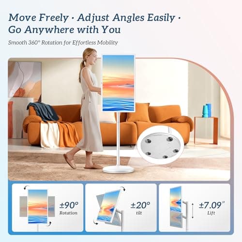 Kiyomo 32" Smart Portable TV on Wheels, UHD Touch Screen Rolling TV, 16GB RAM + 128GB Storage, Powerful Qualcomm Snapdragon CPU, Android 14 EDLA Certified, Supports Google Play - Thumbnail 6
