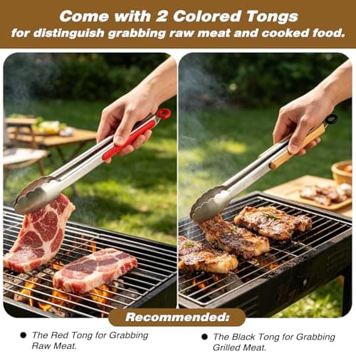Sunmei Grill Prep and Serving Trays, 3-in-1 Stackable BBQ Food Tray, 5PCS BBQ Serving Set with Marinating Container, Serving Platter, Cutting Board and 2PCS Colored 12-Inch Grill Tongs (Gray) - Thumbnail 5