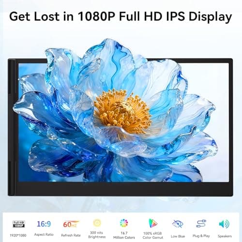 BKVOO 14" Laptop Screen Extender, Ultra-Thin Ligthweight FHD 1080P IPS Portable Monitor, Travel Screen for Laptops 13-17.3" USB-C/HDMI Plug and Play for Windows/Mac/Android/PS5 - Thumbnail 3