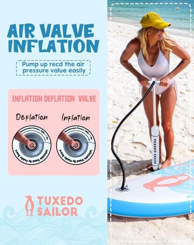 Tuxedo Sailor 10'6"×33"×6" Inflatable Stand Up Paddle Board with SUP Accessories, Anti-Slip EVA Deck and Large Fin, Paddle Boards for Adults & Youth of All Skill Levels - Thumbnail 5