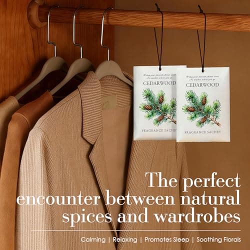 HOMELLAX Cedarwood Scented Sachet Bags - 12 Pack Drawer & Closet Freshener, Long Lasting Odor Eliminator for Wardrobes, Cars & Storage, Home Fragrance Air Freshener Sachets - Thumbnail 3