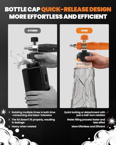 maXpeedingrods Foam Cannon for Pressure Washer, Wide Mouth Quick Release Car Wash Foam Gun with Adjustable Soap Cannon, Thick Snow Foam, 1/4'' Quick Connector, with 2 Orifice Nozzle (Transparent) - Thumbnail 3