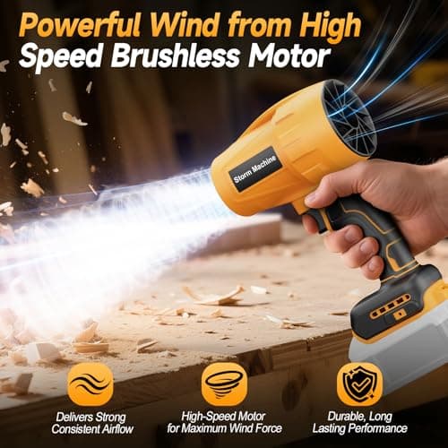 Cordless Leaf & Dust Blower Compatible with DEWALT 20V Battery, Jet Fan with Brushless Motor, Handheld Air Blower for Car Drying, Lawn Care, Home Cleaning (Tool Only，No Battery) - Thumbnail 5