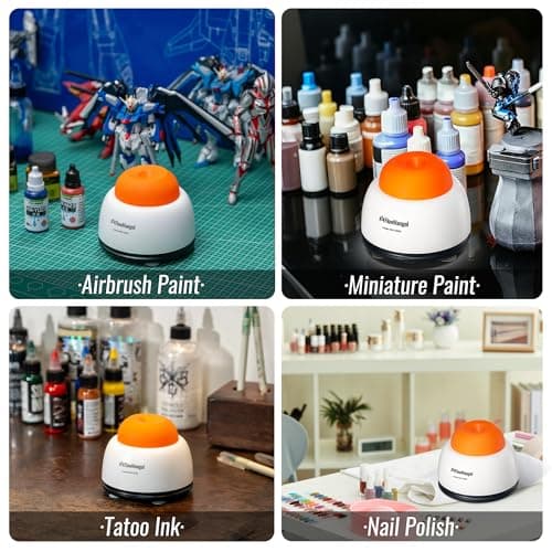 Flowmangol Vortex Mini 3000 Paint Shaker for Airbrush Acrylic Paint, Miniature Model Paint Mixer with Mixing Balls & Empty Dropper Bottles - 30 ml for Hobbies, Nail Gel Polish, Ink, Eyelash Glue - Thumbnail 3