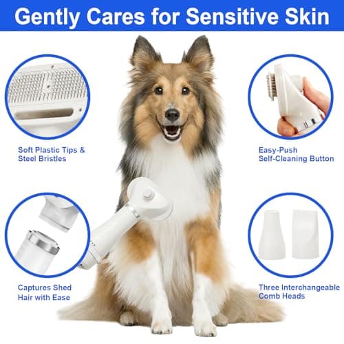 3-in-1 Pet Hair Dryer Brush for Dogs & Cats – Portable Blower & Slicker Brush, Adjustable Temperature, Overheat Protection - Thumbnail 4