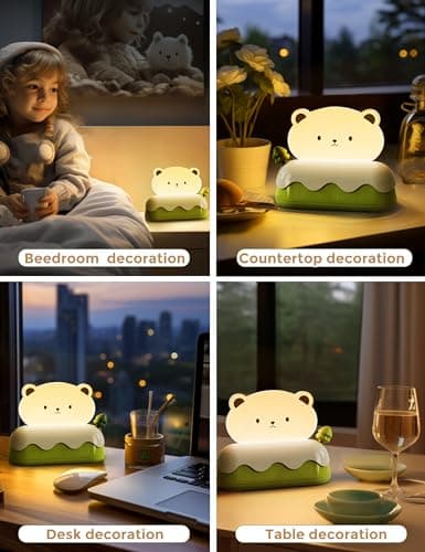 LOHAS Cute Night Light for Kids, Kawaii Bear Lamp, USB Rechargeable, Color Changing RGB, Decor for Bedroom, Nursery, Livingroom - Thumbnail 3