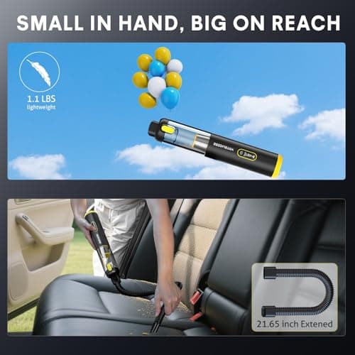 SEEDUSTRY Handheld Car Vacuum Portable Cordless, 6-in-1 Mini Cordless Vacuum Cleaner with Brushless Motor & 18000Pa Powerful Suction, Type-C Charge, 2025 Mini Vacuum V-C08 Pro for Car Home Office Pet - Thumbnail 6