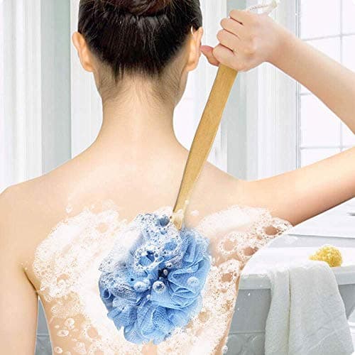 RASDDER Back Scrubber for Shower & Body, Long Handle Bath Brush with Loofah Sponge, Exfoliating Shower Brush for Men and Women - Thumbnail 2