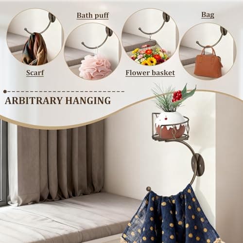 Antique Bronze Hand Towel Holder for Bathroom Wall, Metal Sturdy Wall-Mounted Towel Hook with Rustic Candle Holder, Rustproof Hand Towel Ring/Racks/Hanger for Farmhouse, Kitchen and Bedroom Decor - Thumbnail 4