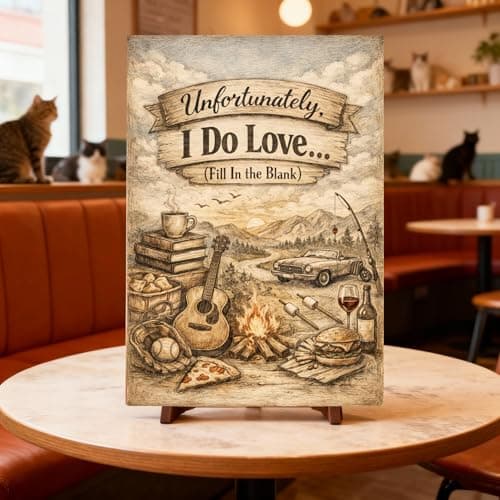 Unfortunately I Do Love Fill In the Blank Tin Sign Vintage Lifestyle Quote Metal Wall Art Rustic Outdoor Decorative Plaque Humor Sign for Home Cabin Garage Wall 8x12 Inch - Thumbnail 2