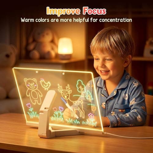 Warm Led Drawing Board for Kids, 17" Flicker-Free Led Note Board with Upgrade Bracket, Soft Light Board with 12 Markers, Holiday Gifts for Kids Ages 3-12, Girl Gifts Boy Gifts - Thumbnail 3