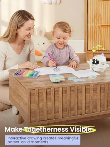 Grownsy Smart Drawing Robot for Kids, Light & Voice Guidance Education Toy with Scan, Doodle Bot with 150 Word Cards & 12 Color Pens, Montessori Painting Learning Toys for Kids Ages 3–8, Birthday Gift - Thumbnail 6