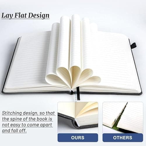 CAGIE Lined Journal Notebook for Work 256 Pages Hardcover Journals for Writing with Pen Loop A5 Daily Journaling Notebooks with Pocket, 5.7" x 8.3", Black - Thumbnail 4