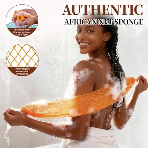 African Net Sponge 5-piece exfoliating Scrub is Suitable for All Skin Types,Bath Sponge for the face and Body, Durable and Gently Exfoliation - Thumbnail 2