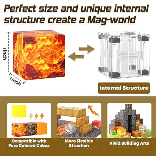 Dinosaur Toys Magnetic Blocks-Build Mine Magnet World Volcano Edition Kids Toy for 3+ Year Old Boys and Girls Building Blocks Toddler Toys Games Through Jurassic Learning Sensory Toy Gifts - Thumbnail 5