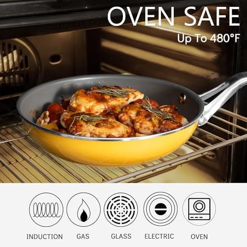 3-Piece Ceramic Nonstick Cookware Set- PFAS/PTFE/PFOA-Free, Interior & Exterior Ceramic Coating -Easy to Clean- Kitchen Storage - Thumbnail 5