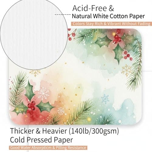 25 Sets Watercolor Paper, 4x6 Inch Watercolor Cards with Envelopes, 140lb/300gsm Water Color Paper, Art Supplies for Adults Kids, Cold Press Textured Cotton Sheets, Artist Painting Drawing Postcards - Thumbnail 4