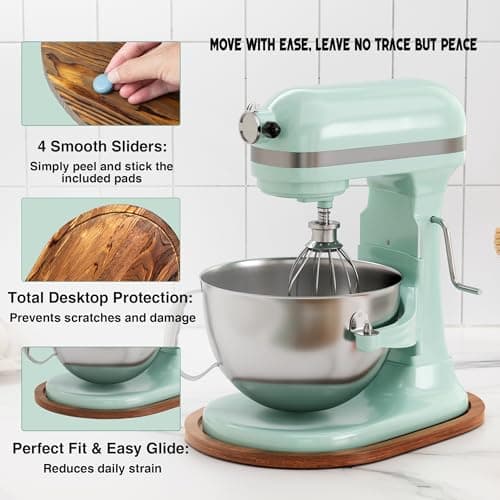 ENVTEK Mixer Slider Mat, Pine Wood Sliding Tray for KitchenAid 5 & 8 Qt Stand Mixers, Anti-Slip Moving Mat & Countertop Protector, Kitchen Accessories and Attachments for Artisan Series (5-8 QT) - Thumbnail 4
