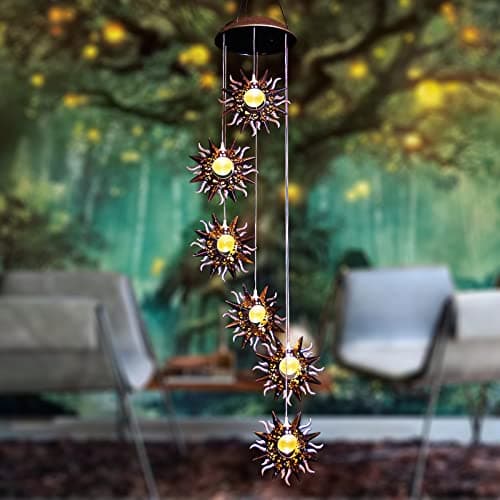 Tryme Sun Solar Wind Chimes for Outside Hanging Garden Lights Solar Christmas Decorations Outdoor for Women, Mother, Grandmother - Image 1