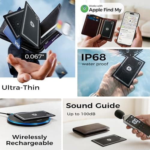 Wallet Tracker Card for Apple Find My (iOS Only, Apple MFi Certified) -Ultra Slim Rechargeable Bluetooth GPS Tracker,5-10 Years Staying Power,Item Locator for Wallet,Key Finder,Bags,Luggage(1-Pack) - Thumbnail 4