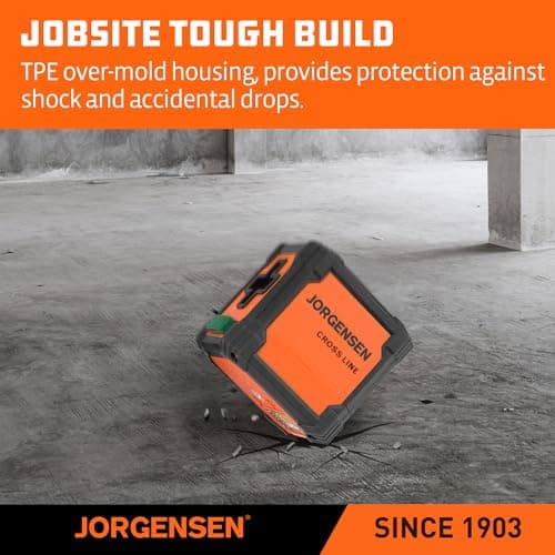 JORGENSEN Laser Level with Tripod, 65 FT Self Leveling Cross Line Laser Leveler Tool with 360° Magnetic Base, Green Laser Level for Picture Hanging, Home Renovation, Indoor Project - Thumbnail 6