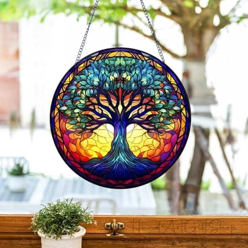 Tree of Life Suncatcher Stained Glass Window Hanging - Thumbnail 3