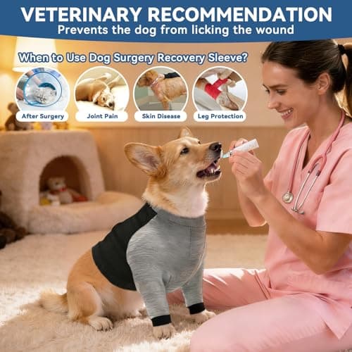 Dog Surgery Recovery Sleeve for Front Leg, Soft Post-Surgery Pet Recovery Suit, Zippered Long-Sleeve Dog Shirt to Stop Licking and Protect Leg or Shoulder Wounds, Cone Alternative (Medium) - Thumbnail 5