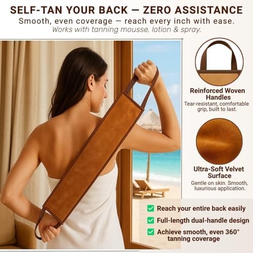 3 in 1 Self Tanner Applicator Set for Beginners Streak-Free Tanning Mitt with Back Applicator & Kabuki Brush Easy Self Tanning Tools for Body Face & Back, No Orange Hands Self Tanning Tools Kit - Thumbnail 5