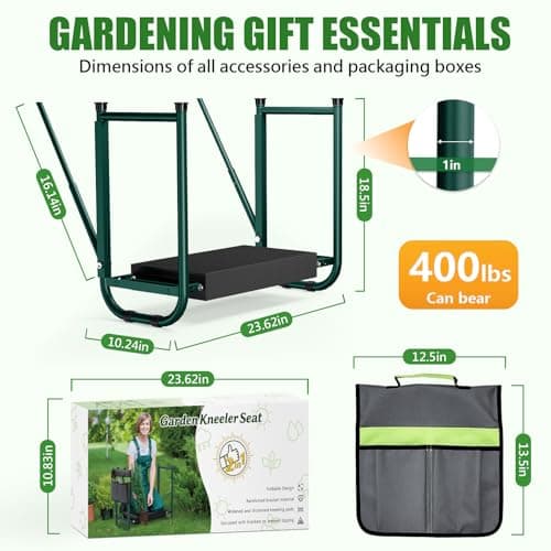 seasky Foldable Garden Kneeler and Seat, Anti-Tipping Gardening Bench Widened Thick Soft Kneeling Pad, Heavy Duty Gardening Stool with Tool Bag,Gardening Gift for Women - Thumbnail 2