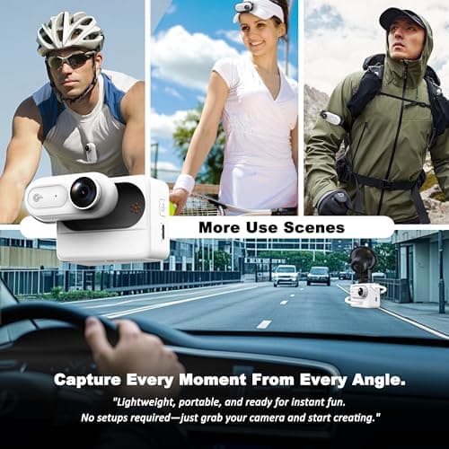 Catchallway Mini Body Camera Action Cam with Auido & Video Recording - 64G IPX7 Waterproof Thumb Size Hands Free Body Worn Cameras - Wearable Portable Camcorder for Work Travel Pet Walk Vlog(White) - Thumbnail 4