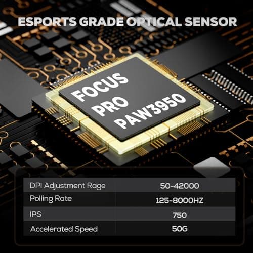 RK ROYAL KLUDGE RK M3 Wireless Gaming Mouse, 47g Lightweight Computer Mouse with PAW3950 Optical Sensor, 8K Polling 42000 DPI, Triple Modes PC Game Mice with 5 Programmable Buttons for Win/Mac, Black - Thumbnail 2