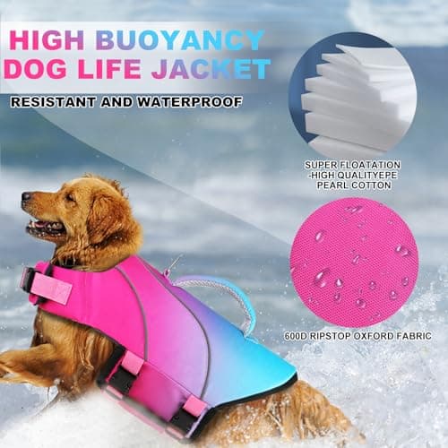 Doglay Dog Life Jacket for Boating & Swimming, High Buoyancy Reflective Dog Life Vests with Rescue Handle and D-Ring, Ripstop Adjustable Floating Vest for Small Medium Large Dogs - Thumbnail 6