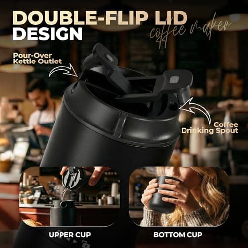 HAUSHOF Portable Electric Coffee Grinder, Travel Coffee Maker and Brewing Kit, Coffee Grinders for Home Use, Portable Pour Over Coffee Maker For Travel, Camping, Car - Thumbnail 3