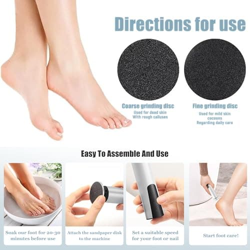 Rechargeable Electric Foot Callus Remover Pedicure Tools for Feet Electric Callus Remover for Feet,Electric Foot File,Heel Scraper for Cracked Heels,Calloused Feet Remover Tool (Silver) - Thumbnail 5