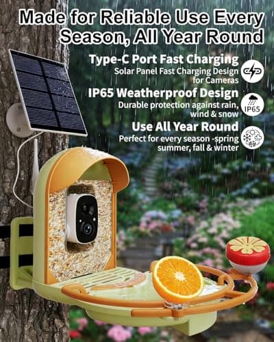 Bird Feeder with Camera, 2K HD Birds Camera with Solar Water Fountain, Smart BirdCamera with APP Control, Night Vision, Motion Detection Alerts, IP66 Birdfeeder for Backyard Garden - Thumbnail 5